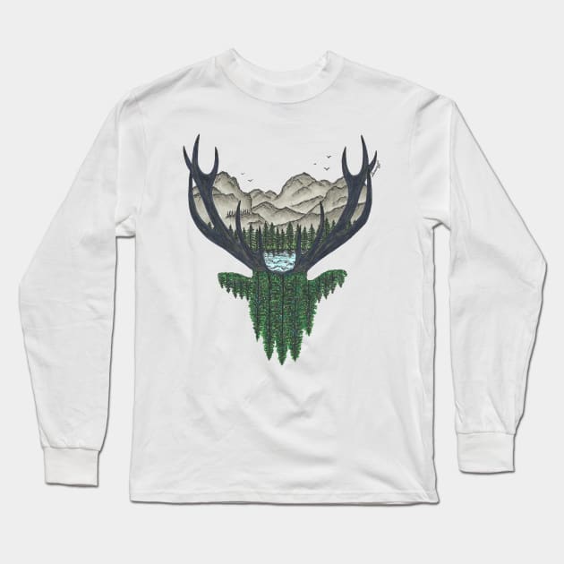 Forest Deer Long Sleeve T-Shirt by SamuelJ